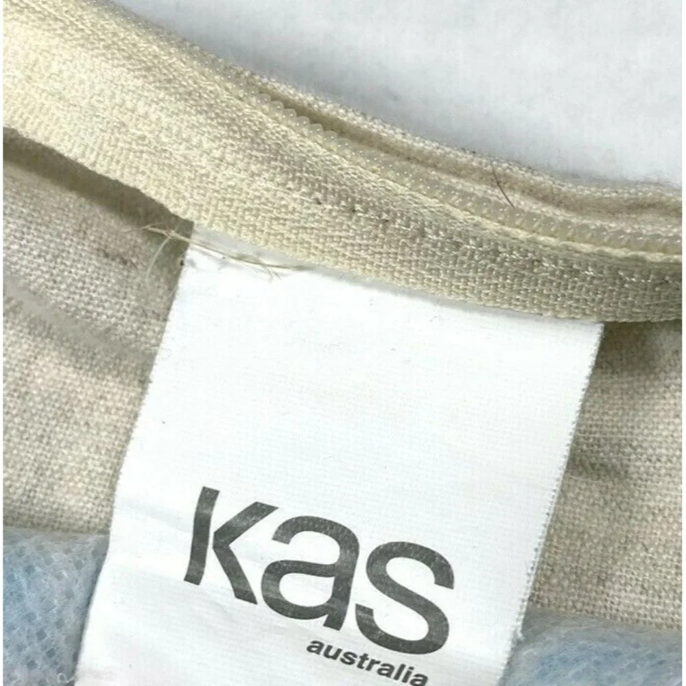 Kas Pair Blue White Cotton Shams Pillowcases Zip